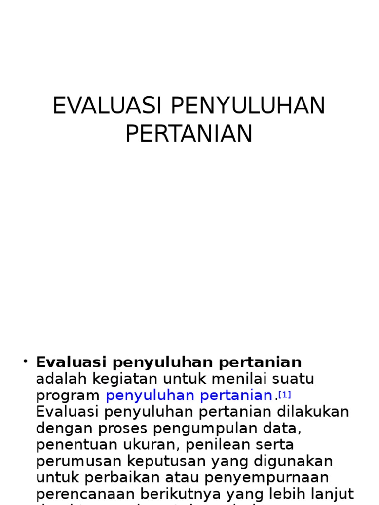 Evaluasi Penyuluhan Pertanian