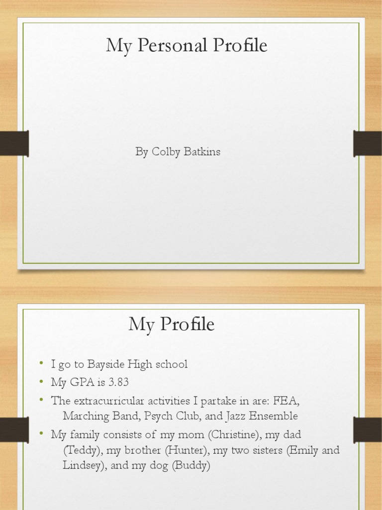 Colby Batkins' Personal Profile | PDF