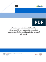 Pautas para la Identificación, formulación y evaluación social de proyectos de inversión pública a nivel de perfil