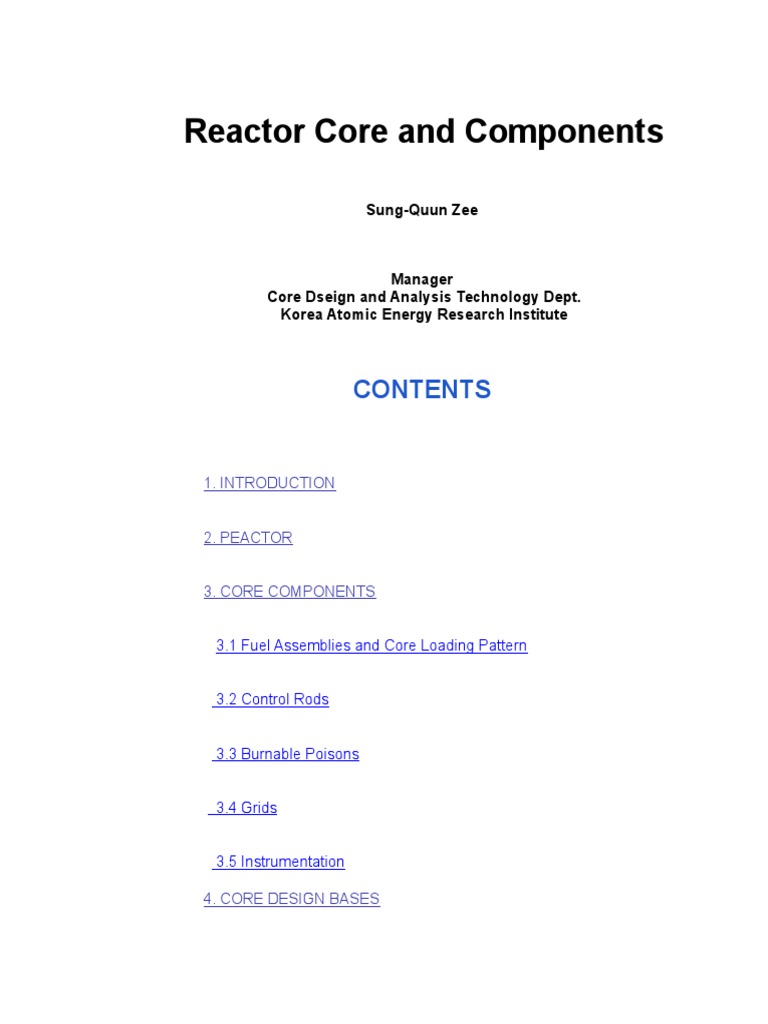 Reactor Core and Components | PDF | Nuclear Reactor | Nuclear Power ...