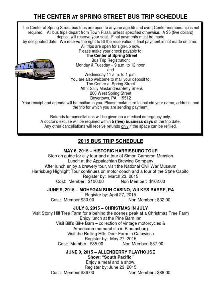 Spring Street Bus Trip Schedule 2015 | PDF