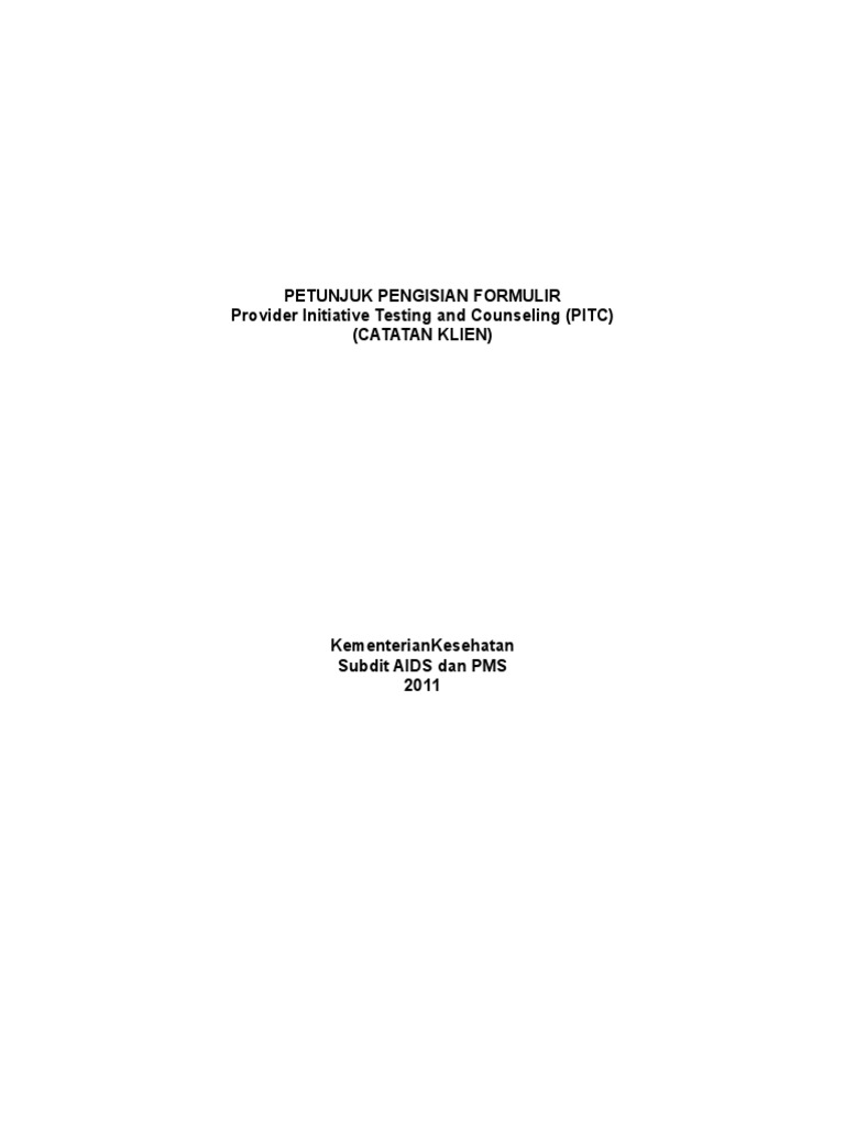 Panduan Isi Formulir PITC HIV/AIDS | PDF
