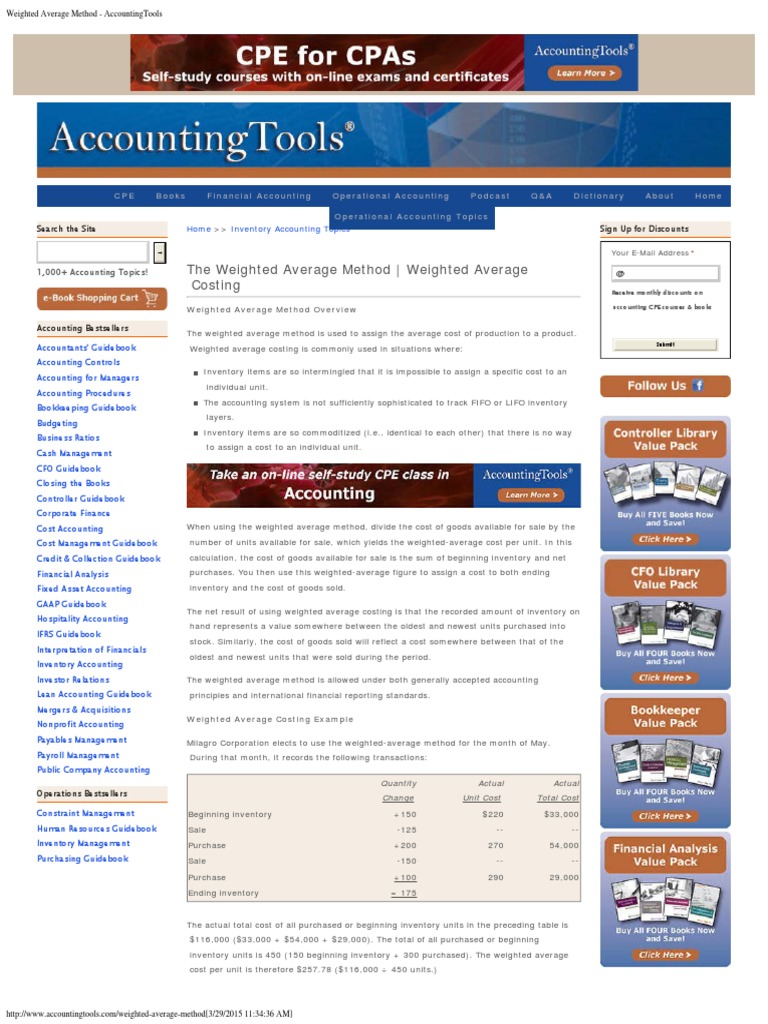 Weighted Average Method - AccountingTools | PDF | Inventory Valuation ...