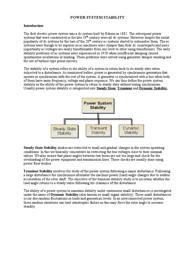 Power System Stability Guide | PDF | Steady State | Electric Power System