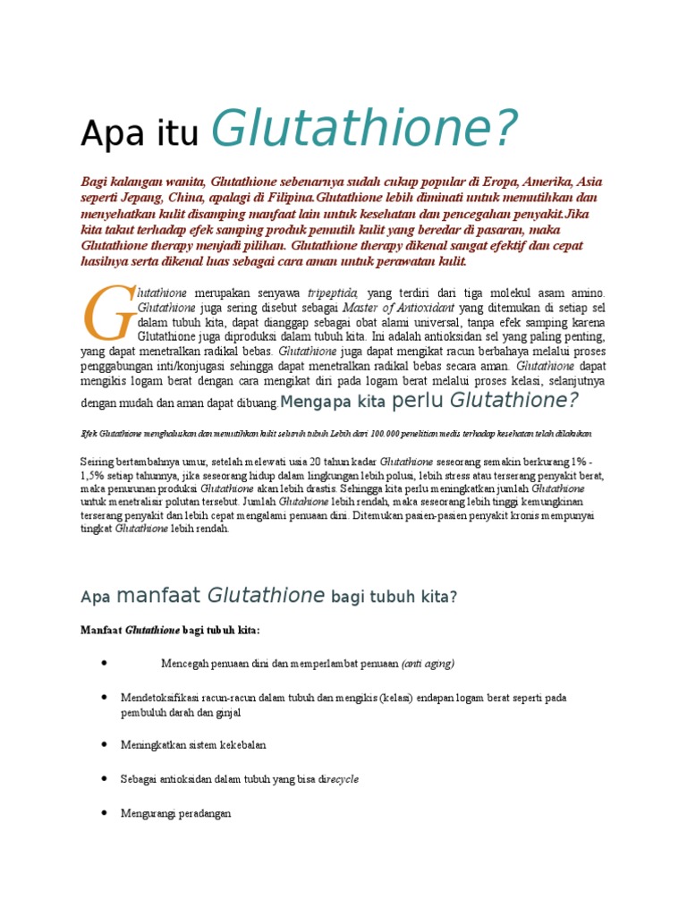 manfaat glutathione untuk kulit 11 Manfaat Glutathione untuk Kesehatan main image 1