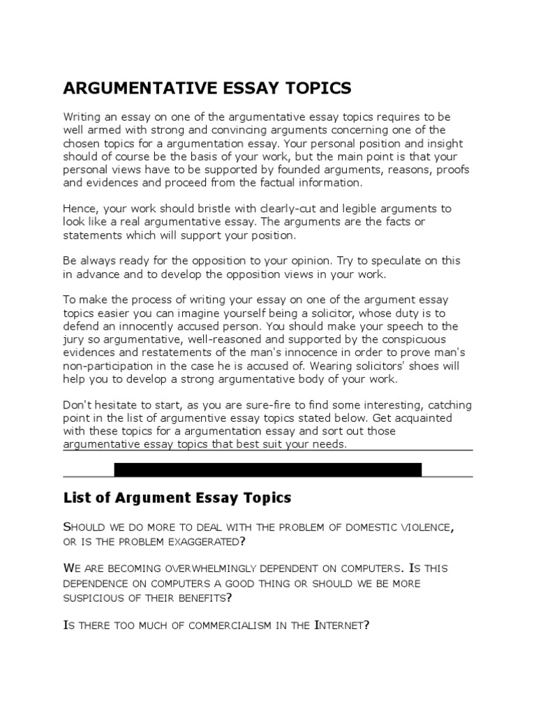 Argumentative Essay Topics  PDF  Vegetarianism  Essays