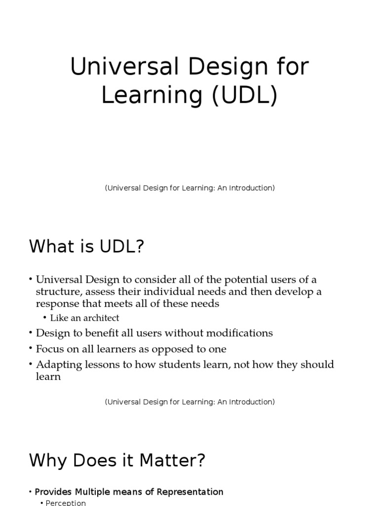 Introduction to Universal Design for Learning | PDF