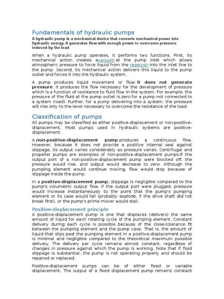 Fundamentals of Hydraulic Pumps PDF Pump Piston