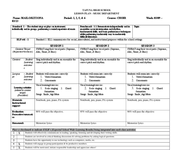 Choir Lesson Plan PDF