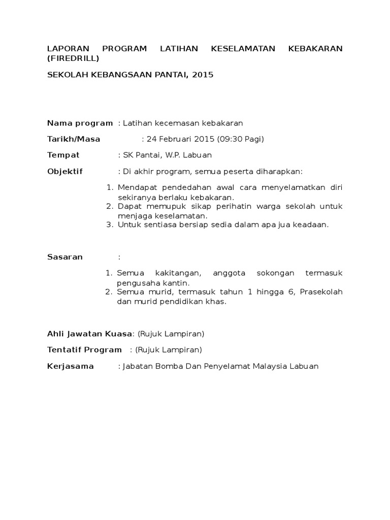 Laporan Program Latihan Keselamatan Kebakaran