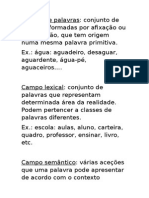 Família de Palavras, Campo Semântico, Campo Lexical