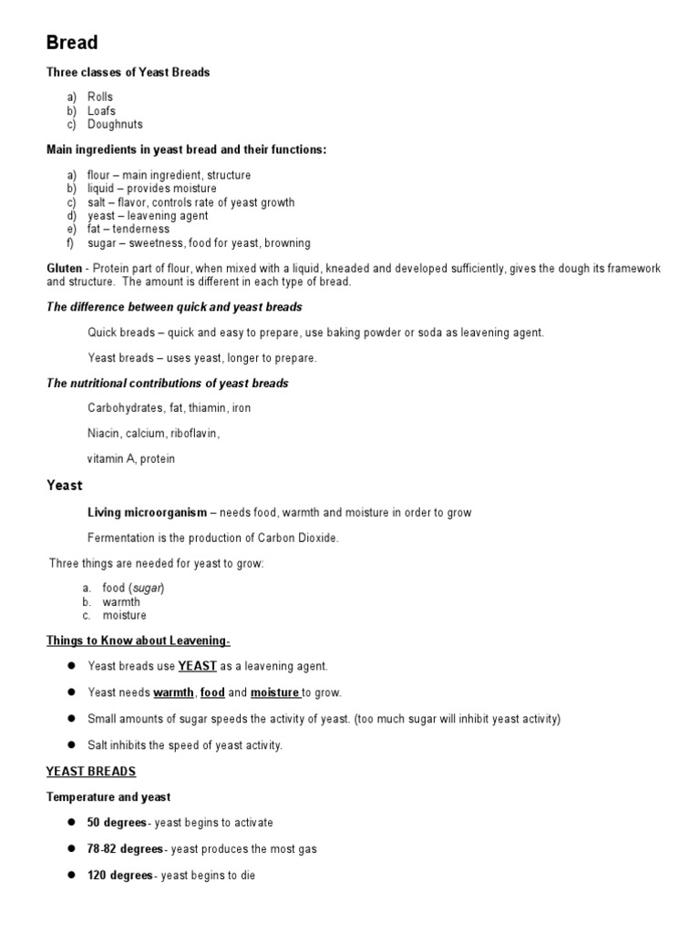 Bread (Summary) Breads Dough