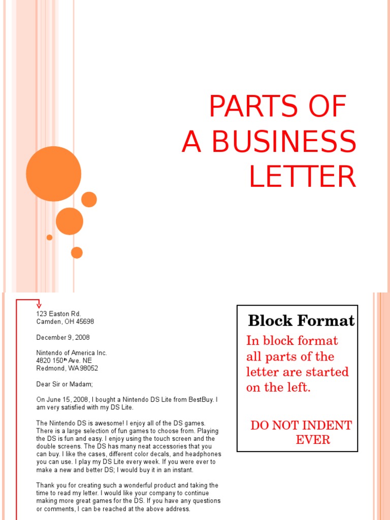 Parts of A Business Letter | PDF | Nintendo | Nintendo Hardware