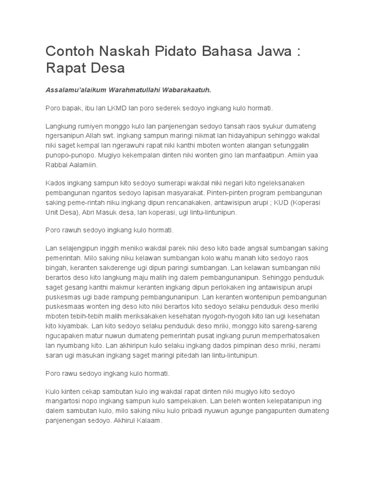 65+ Contoh Naskah Pidato Bahasa Jawa