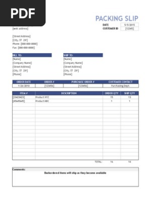 Packing Slip