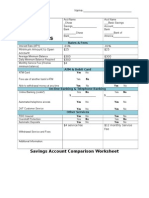 Features: Savings Account Comparison Worksheet