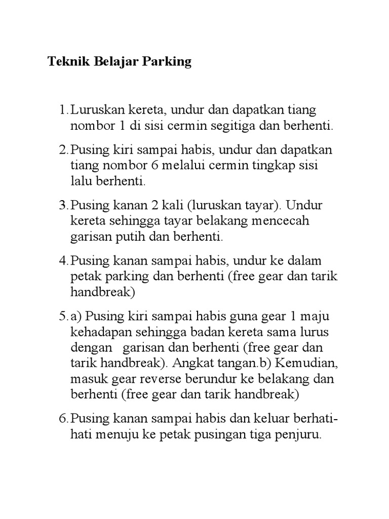 Teknik Belajar Parking Pdf