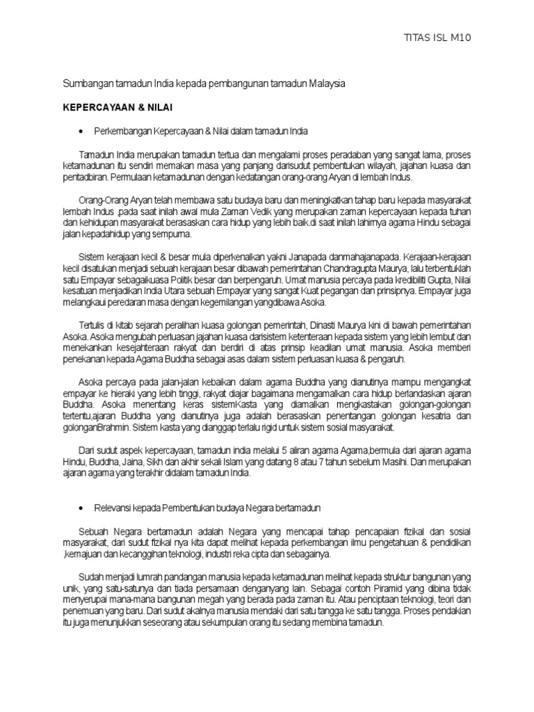 Sumbangan Tamadun India Kepada Pembangunan Tamadun 