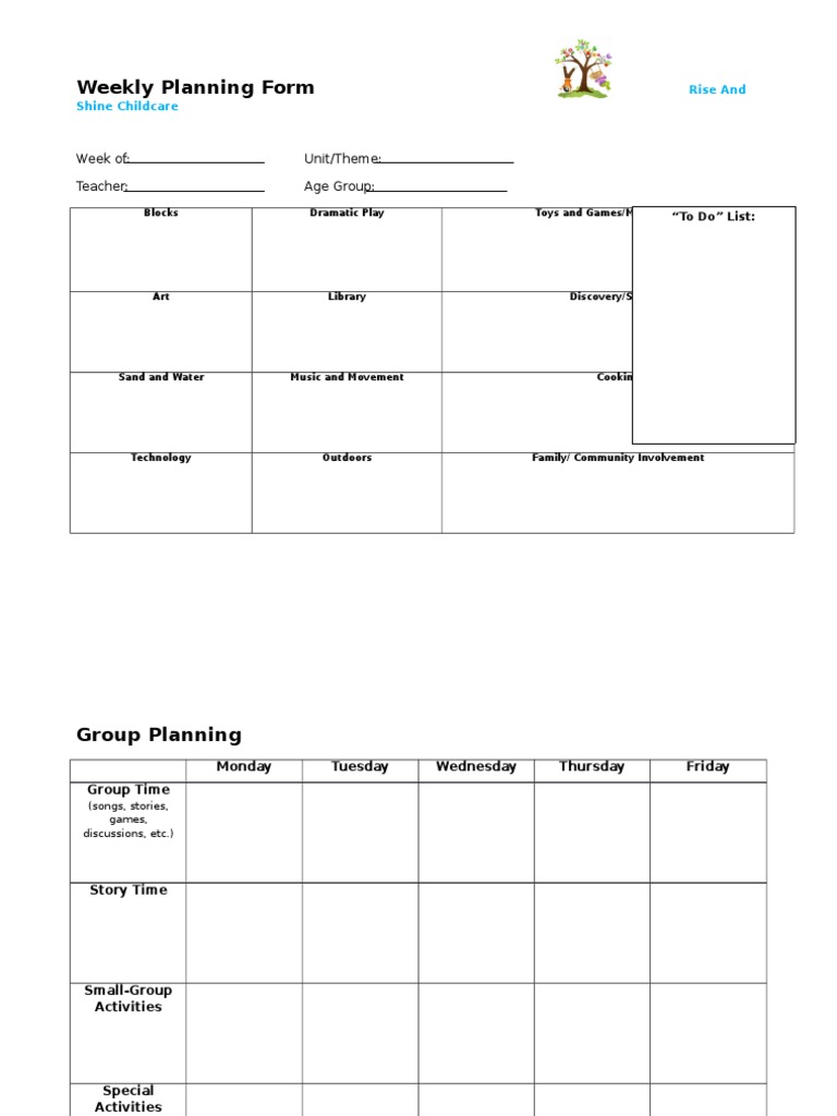 Weekly Planning Form | PDF | Social Science