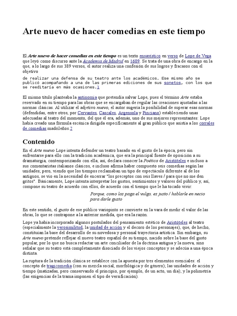 Arte Nuevo de Hacer Comedia | PDF | Teatro | Comedia
