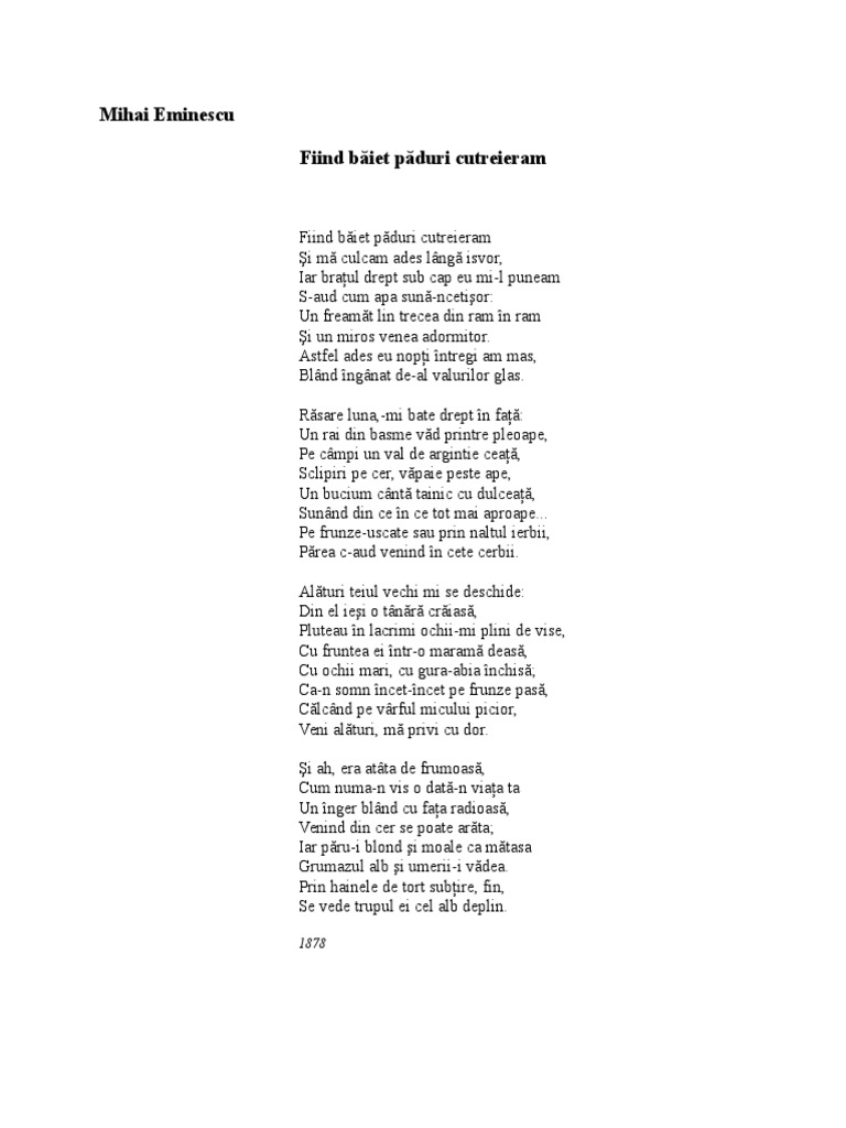 Fiind b?iet p?duri cutreieram