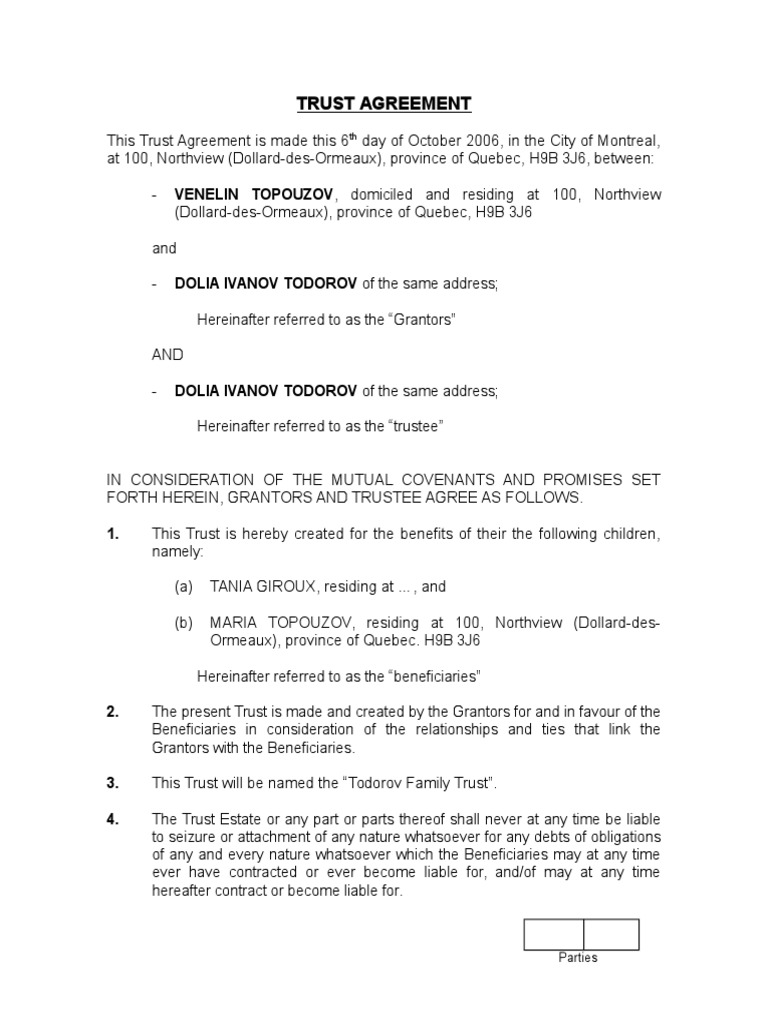 Trust Agreement Trust Law Trustee Free 30day Trial