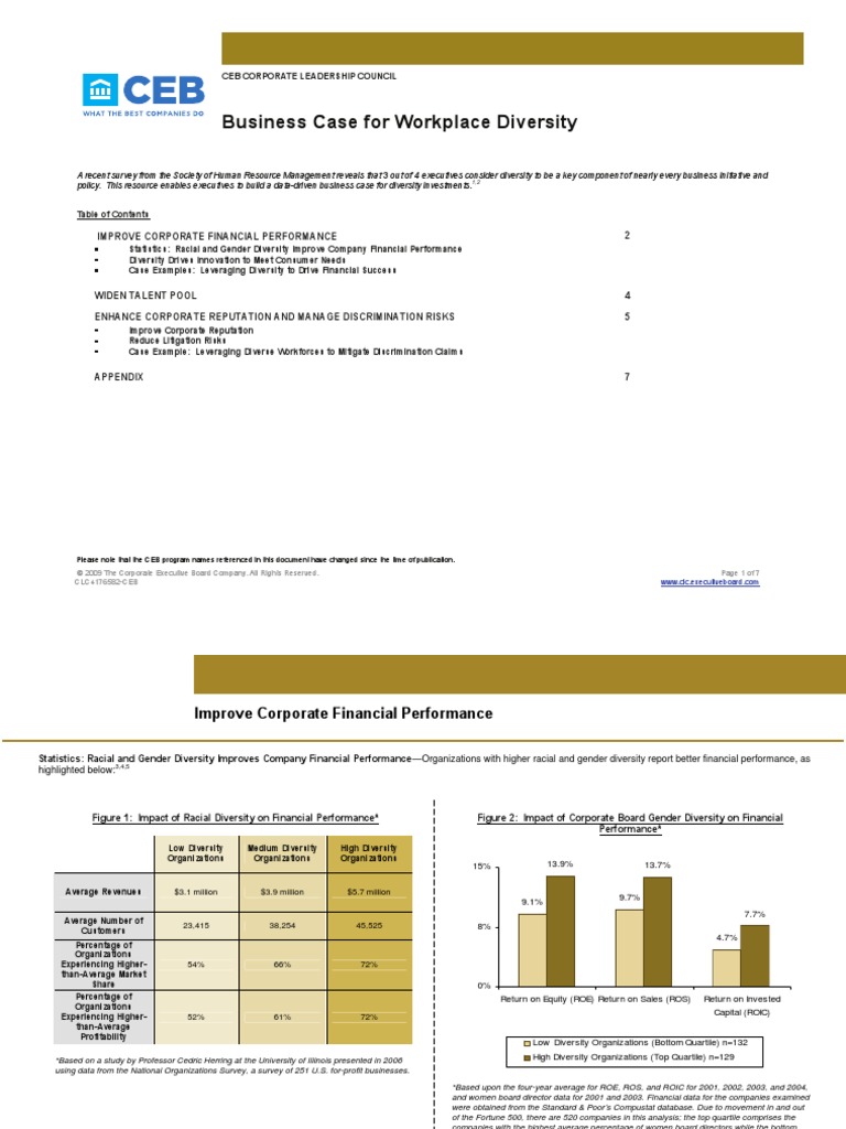 CLC Business Case For Workplace Diversity | PDF | Diversity (Business ...