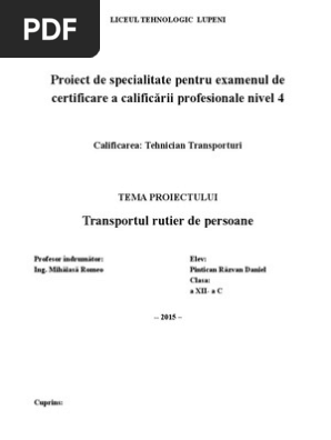 Atestat Transportul Rutier De Persoane