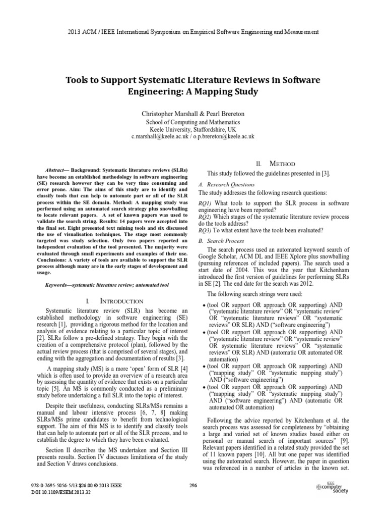 Tools To Support Systematic Literature Reviews in Software Engineering ...
