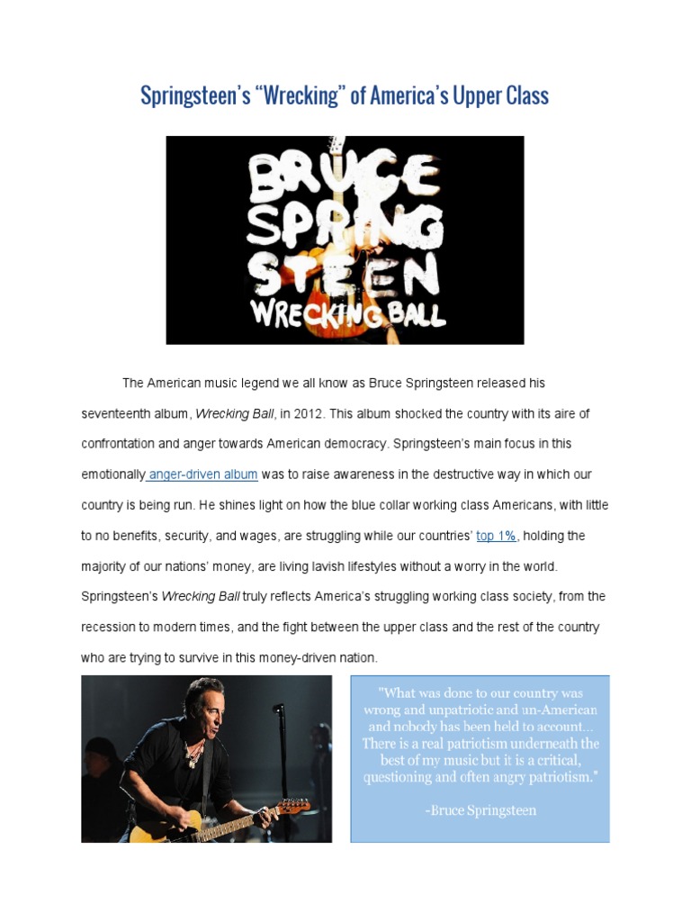 Springsteen's Critique of America's Elite | PDF | Recession | Great ...