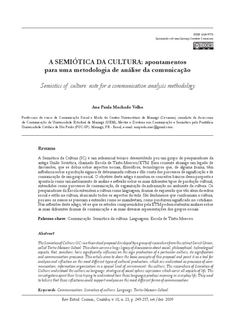 A Semiótica Da Cultura | PDF | Informação | Semiótica