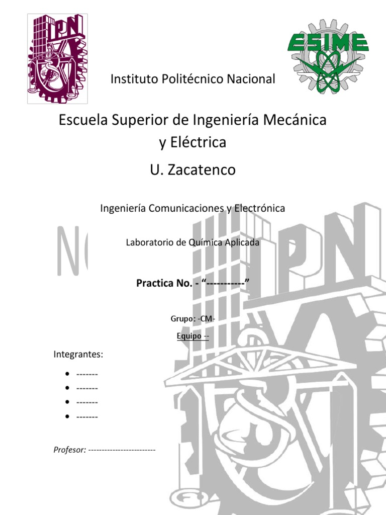 Portada IPN LAB. QUIMICA APLICADA | PDF | Física | Electrónica