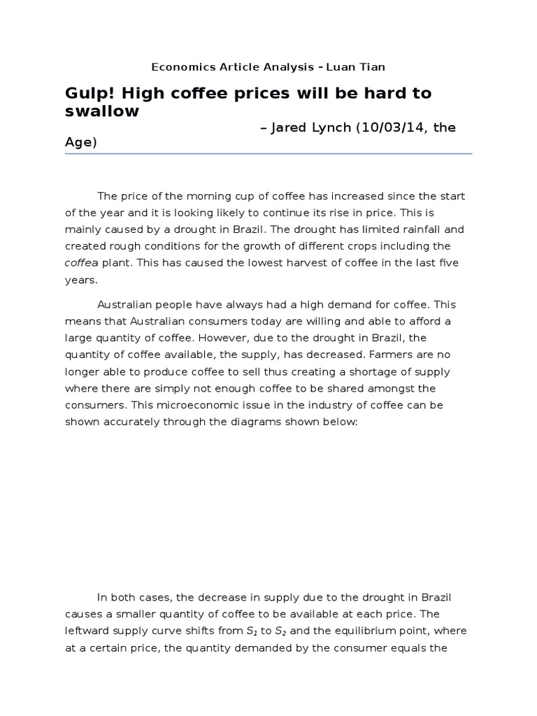 Coffee Demand And Supply Analysis Download Free Pdf Supply And