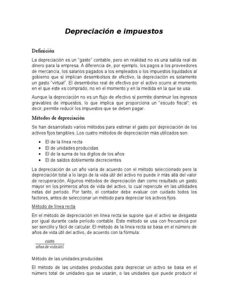 Análisis de Depreciación e Impuestos | PDF | Depreciación | Contabilidad