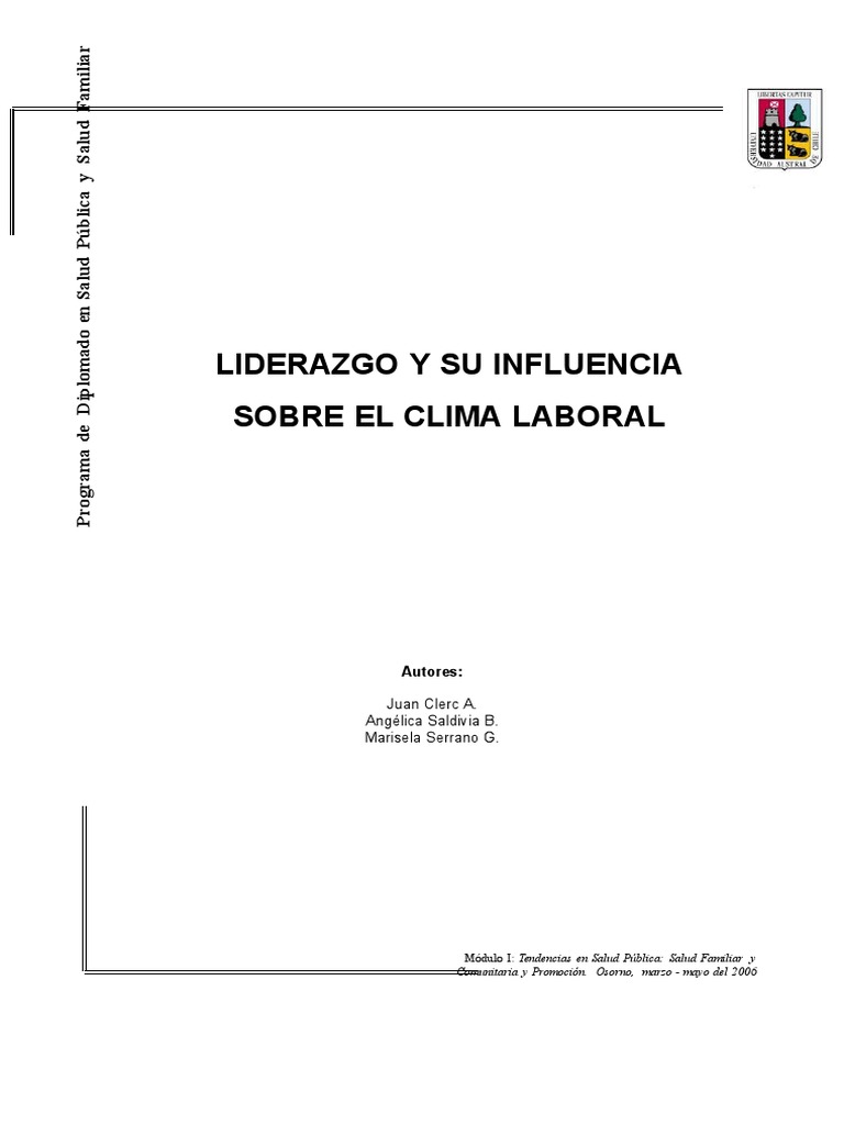 Liderazgo y Su Influencia Sobre El Clima Laboral | PDF | Liderazgo ...