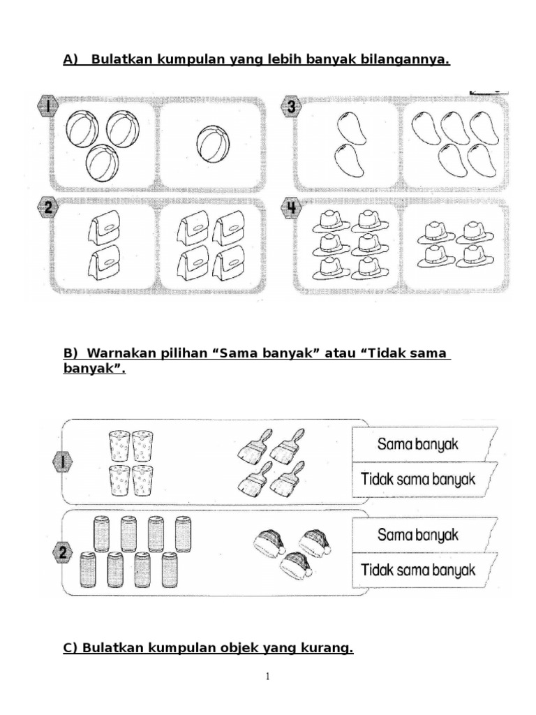 UJIAN 1 MATEMATIK TAHUN 1