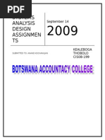 SYSTEMS ANALYSIS DESIGN ASSIGNMENTS