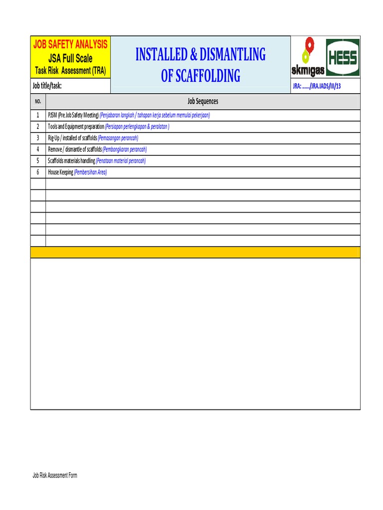 Jsa Rig Up Rig Down Scaffolding PDF