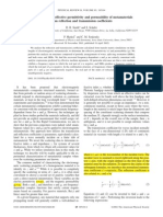 Determination of Effective Permittivity and Permeability of Metamaterials From Reflection and Transmission Coefficients