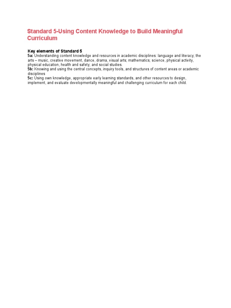 Standard 5 | PDF | Physical Education | Curriculum