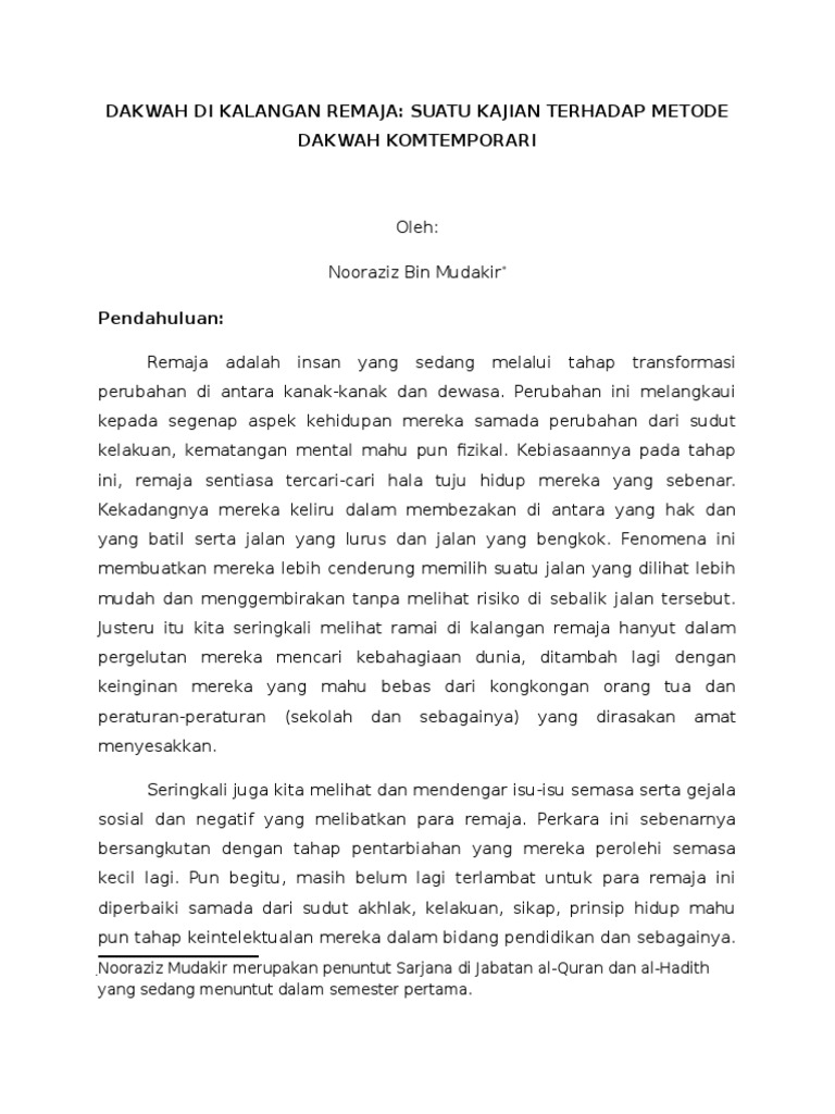Dakwah Di Kalangan Remaja Pdf