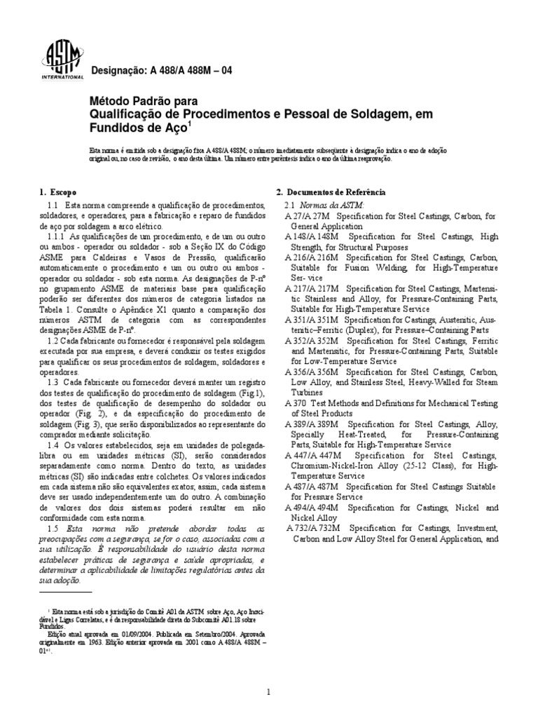 Astm A 488 & A 488M-04 | PDF | Corrente elétrica | Metais