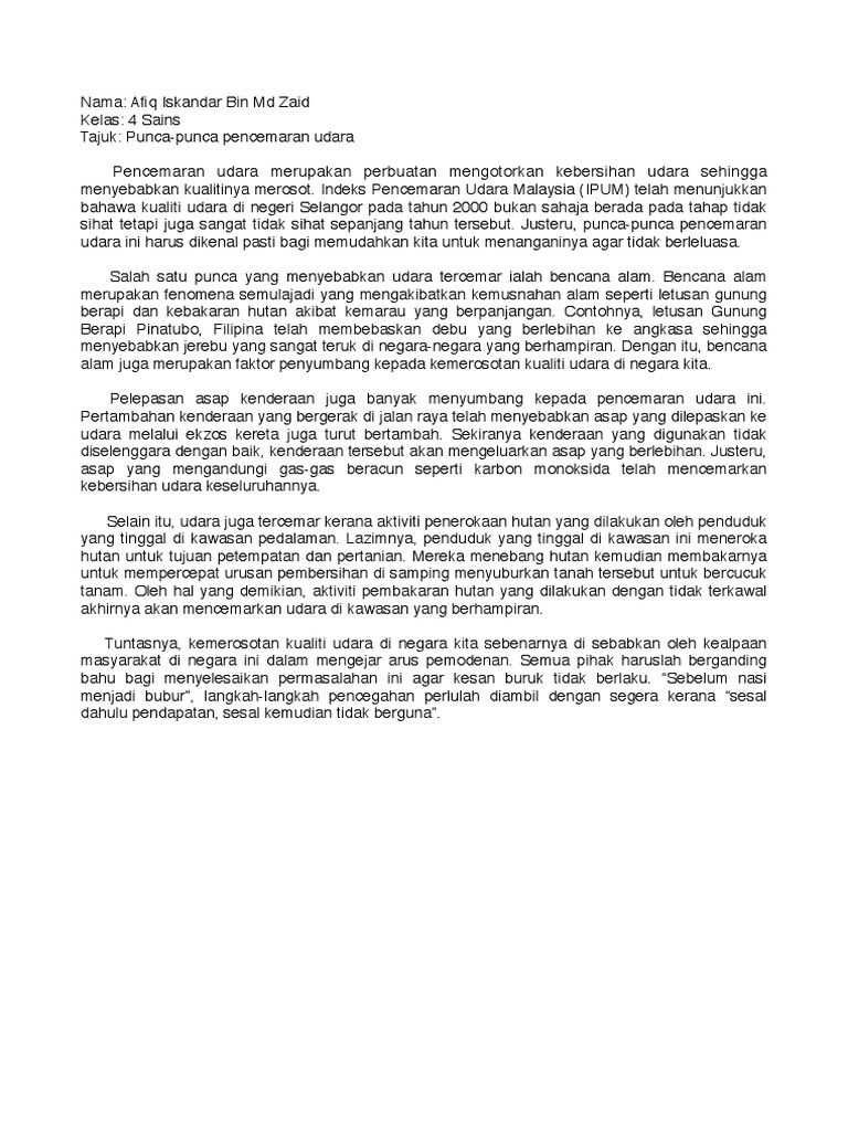 Punca Pencemaran Udara Pdf