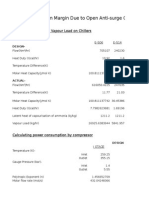 Report On Margin Due To Open Anti-Surge 04FV-207: Calculating Vapour Load On Chillers