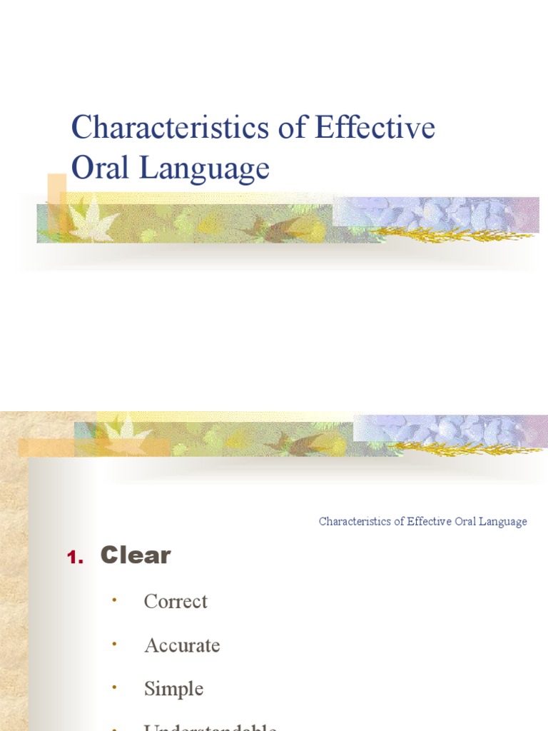 Effective Characteristics of Oral Language | PDF | Word | Communication