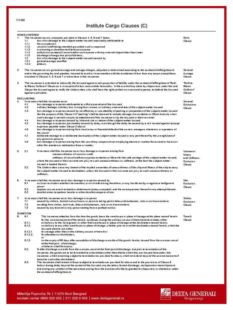 Institute Cargo Clauses C PDF