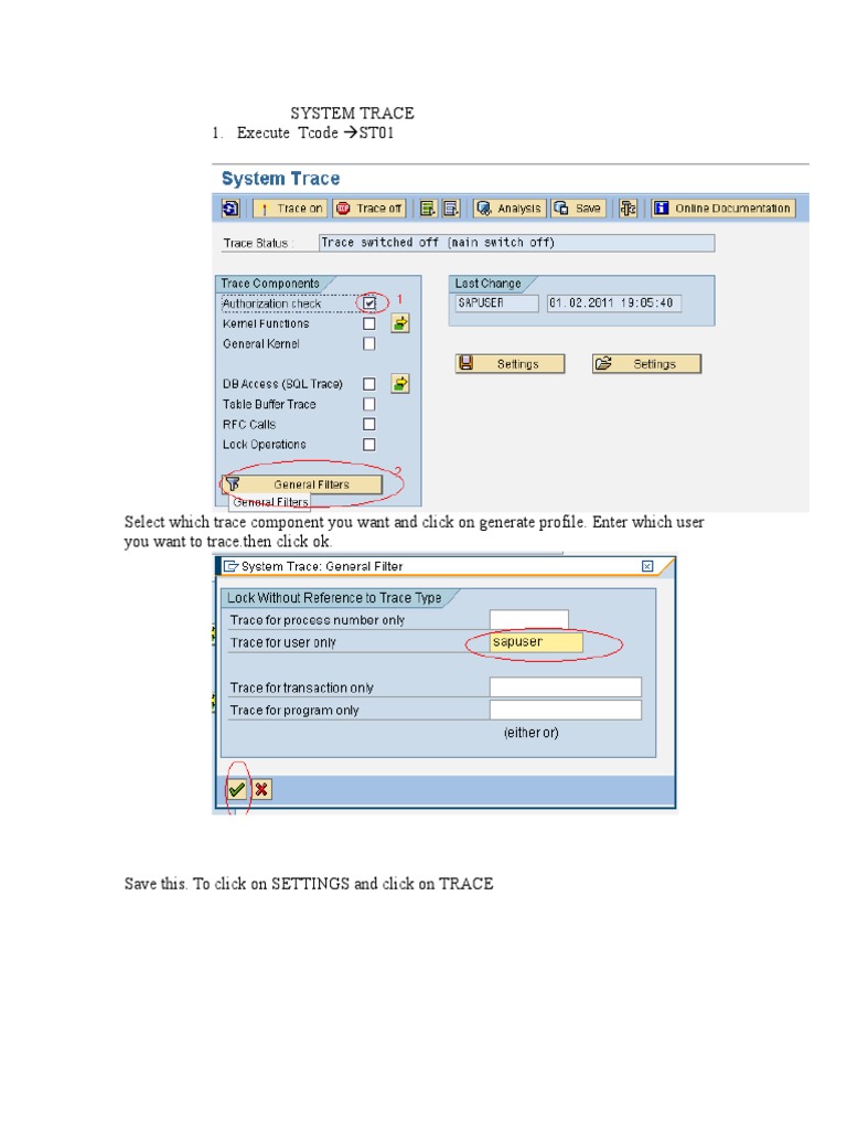 SAP ST01 System Trace Guide | PDF | Computing | Software