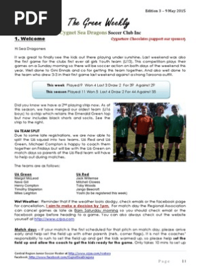 Cygnet Sea Dragons Junior Soccer Club - Edition 3 9th May 2015