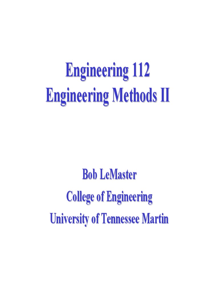 Engineering Methods II: MATLAB & Linear Algebra | PDF | Teaching ...