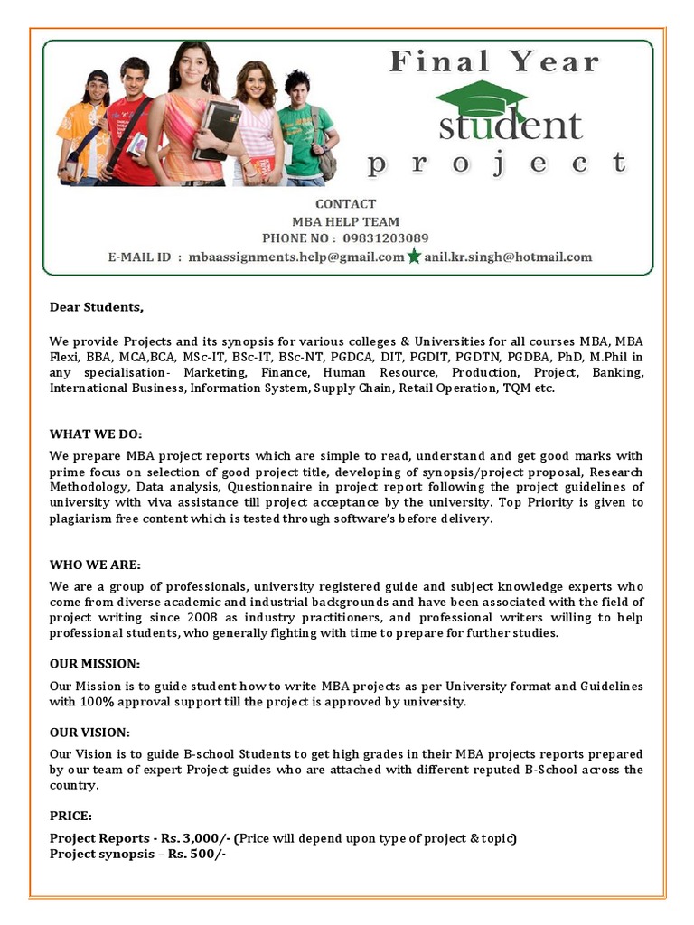Sikkim Manipal University Synopsis & Project  PDF  Business